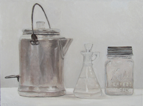 Coffee pot and glass jars